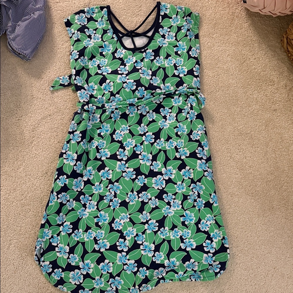 Talbots Floral Midi Dress in Green and Blue - Picture 2 of 4